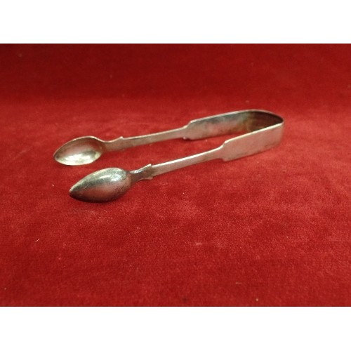 25 - GEORGIAN SILVER SUGAR TONGS, NEWCASTLE 1828, THOMAS WHEATLEY - 40 GRAMS