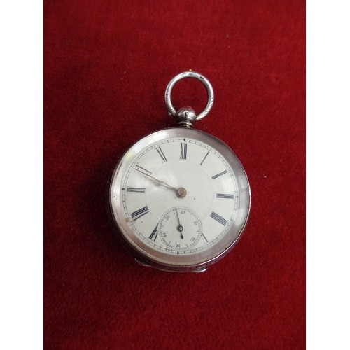 54 - 19TH CENTURY SILVER CASED POCKET WATCH - ENAMEL DIAL WITH ROMAN NUMERALS AND SECONDS DIAL. THE CASE ... 