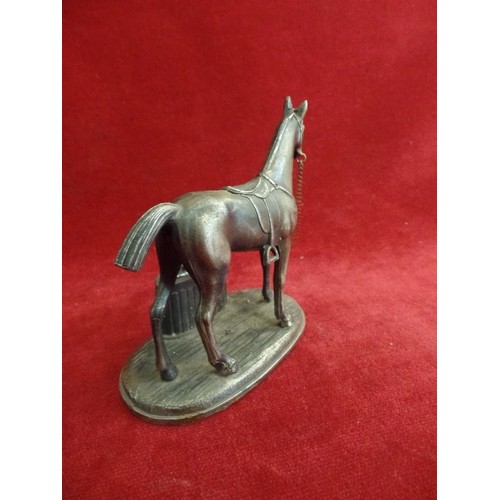 60 - VINTAGE TABLE LIGHTER WITH A SPELTER FIGURE OF A RACEHORSE