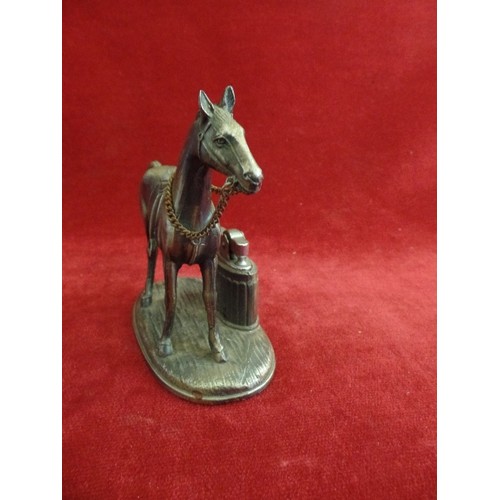 60 - VINTAGE TABLE LIGHTER WITH A SPELTER FIGURE OF A RACEHORSE