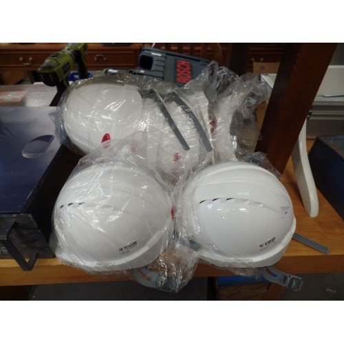 241 - SAFETY HATS. 7 X WHITE BRAND-NEW/PACKAGED BENCHMARK HARD HATS.