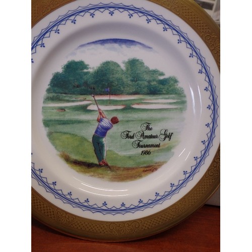 298 - GOLF INTEREST. 5 X LIMITED EDITION GOLF THEMED PLATES. 'THE FORD AMATEUR GOLF TOURNAMENT 1986. CAVER... 