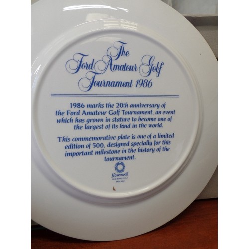 298 - GOLF INTEREST. 5 X LIMITED EDITION GOLF THEMED PLATES. 'THE FORD AMATEUR GOLF TOURNAMENT 1986. CAVER... 