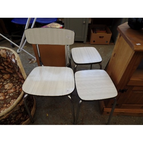 RETRO 'TAVO' BELGIAN FORMICA AND CHROME KITCHEN CHAIR WITH PAIR OF