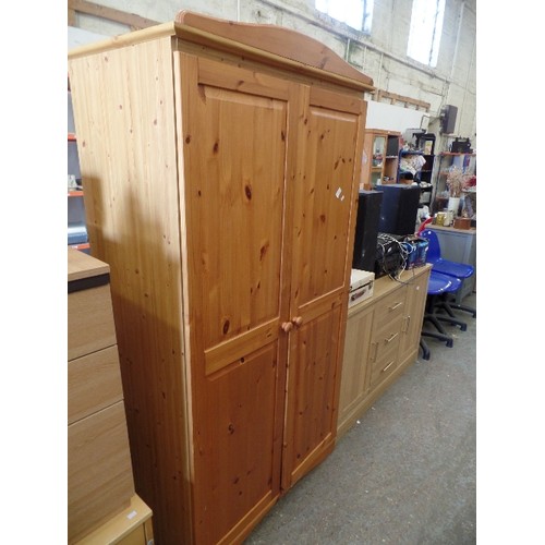 368 - PINE DOUBLE WARDROBE. 92CM W