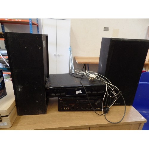 370 - HI-FI ITEMS. INC YAMAHA NATURAL SOUND STEREO AMPLIFIER, JVC XL-V120CD PLAYER, AND A PAIR OF WHARFEDA... 