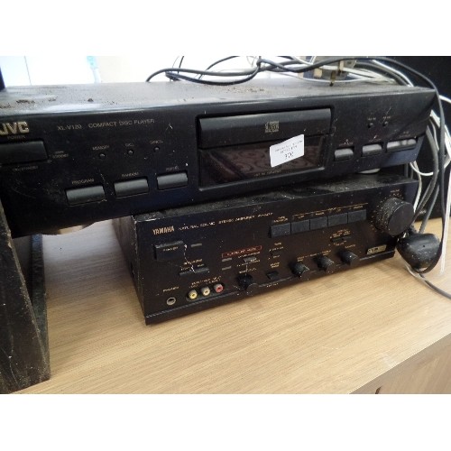 370 - HI-FI ITEMS. INC YAMAHA NATURAL SOUND STEREO AMPLIFIER, JVC XL-V120CD PLAYER, AND A PAIR OF WHARFEDA... 