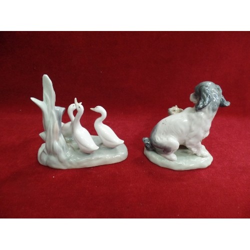 4 - NAO 3 GEESE FIGURINE AND NAO FIGURINE OF DOG AND CAT