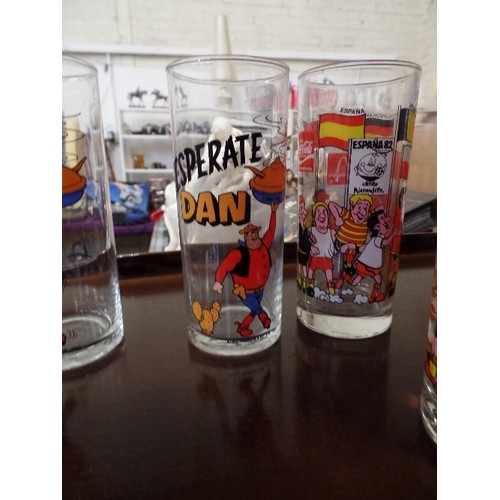 31 - 7 RETRO COLLECTIBLE GLASSES - 2 DESPERATE DAN, DENNIS THE MENACE, MINNIE THE MINX, KORKY THE KAT AND... 