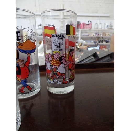 31 - 7 RETRO COLLECTIBLE GLASSES - 2 DESPERATE DAN, DENNIS THE MENACE, MINNIE THE MINX, KORKY THE KAT AND... 