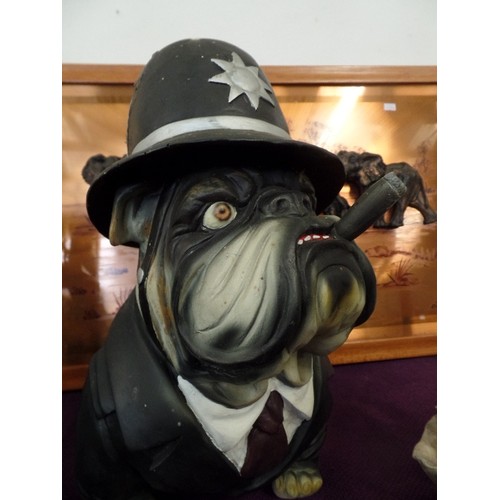 104A - RESIN BULLDOG FIGURE WITH POLICE UNIFORM AND CIGAR