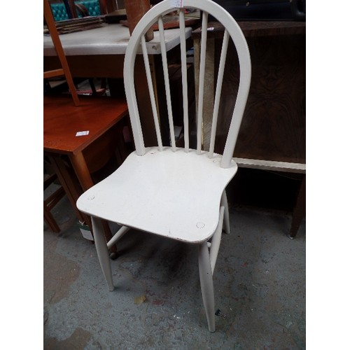 173 - PAIR OF VINTAGE WINDSOR KITCHEN CHAIRS PAINTED WHITE - POSSIBLY BY ERCOL