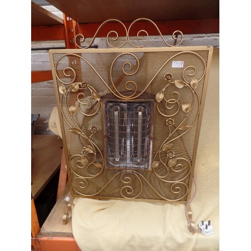 197 - A RARE LATE 1950'S BELLING 2 BAR  ELECTRIC FIRE WITH ORNATE METALWORK SURROUND WITH SCROLLWORK AND F... 