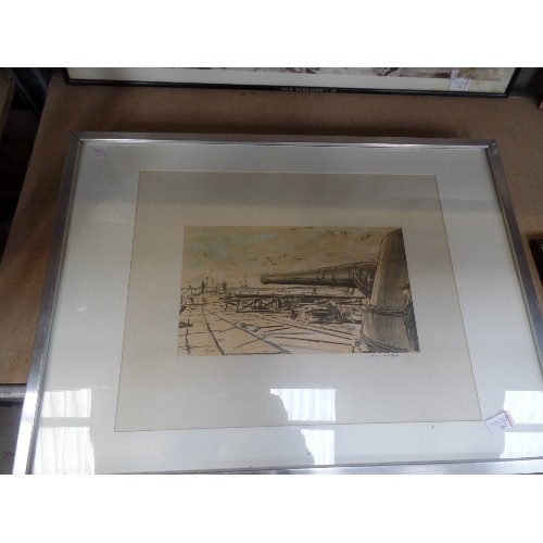 367 - MUIRHEAD BONE - WW1 WAR ARTIST - FRAMED COPY OF ORIGINAL LITHOGRAPHIC PRINT OF WAR DRAWING - GREAT G... 