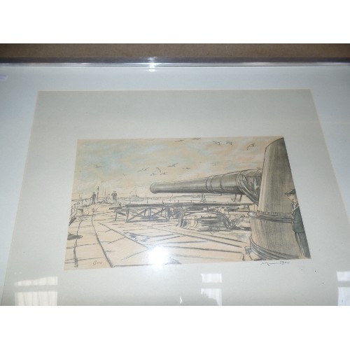 367 - MUIRHEAD BONE - WW1 WAR ARTIST - FRAMED COPY OF ORIGINAL LITHOGRAPHIC PRINT OF WAR DRAWING - GREAT G... 