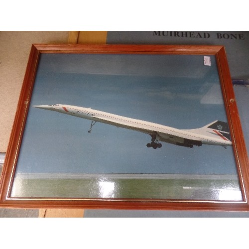 385E - FRAMED PHOTOGRAPH OF BRITISH AIRWAYS CONCORDE - 38CM X 29CM