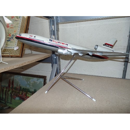 386 - A 1970'S OR EARLY 80'S LAKER SKYTRAIN AIRBUS MODEL ON STAND - MADE FOR TRAVEL AGENTS DISPLAYS - 57CM... 