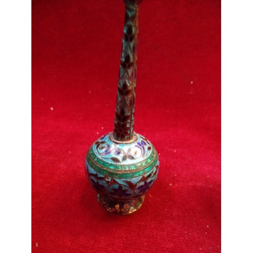 120 - A BEAUTIFULLY MADE MIDDLE EASTERN OPIUM PIPE IN WHITE METAL IN THE SHAPE OF A PEACOCK, ALSO TWO MORO... 