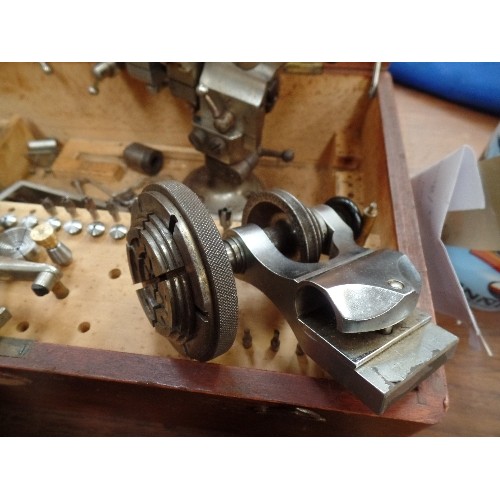 297 - VINTAGE WATCH MAKERS LATHE AND PARTS IN ORIGINAL WOODEN BOX