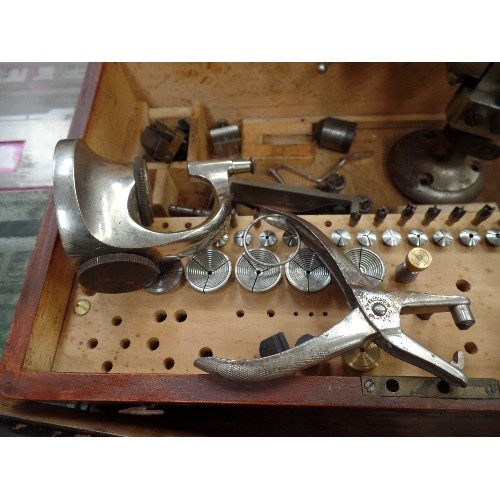 297 - VINTAGE WATCH MAKERS LATHE AND PARTS IN ORIGINAL WOODEN BOX