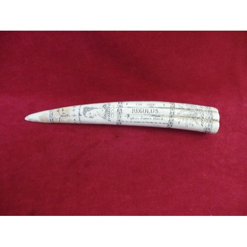 4 - A REPLICA SCRIMSHAW WALRUS TUSK 