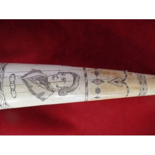 4 - A REPLICA SCRIMSHAW WALRUS TUSK 