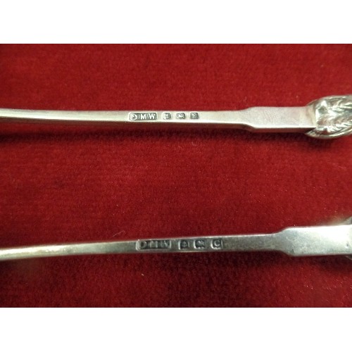 23 - A PAIR OF STERLING SILVER ARTS & CRAFTS SPOONS BY DRYAD METAL WORKS, LEICESTER WITH WINGED CHERUB TO... 