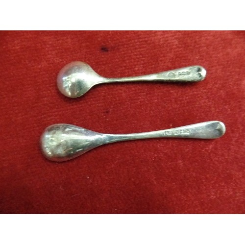 28 - COLLECTION OF STERLING SILVER SALT SPOONS INCLUDING A GEORGIAN SALT SHOVEL, FIDDLE PATTERN EXETER 18... 