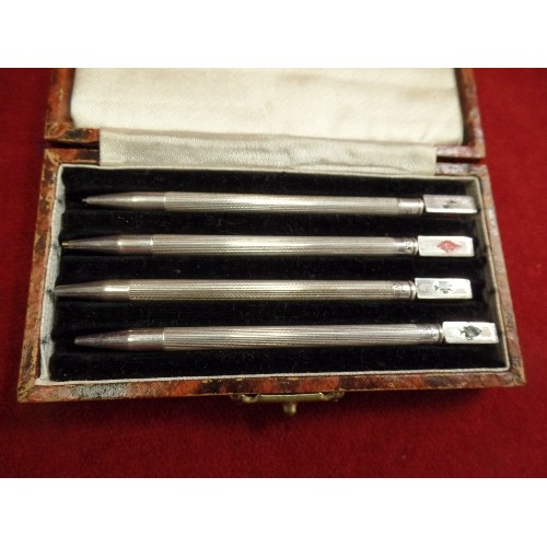 49 - A 1930'S STERLING SILVER BRIDGE PENCIL SET IN FITTED CASE MARKED 