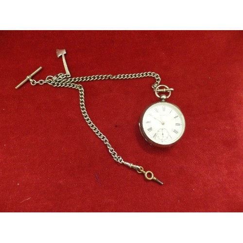 57 - AN ANTIQUE STERLING SILVER CASED A W WALTHAM POCKET WATCH - ENGLISH SILVER CASE, BIRM 1894 MAKER A.B... 