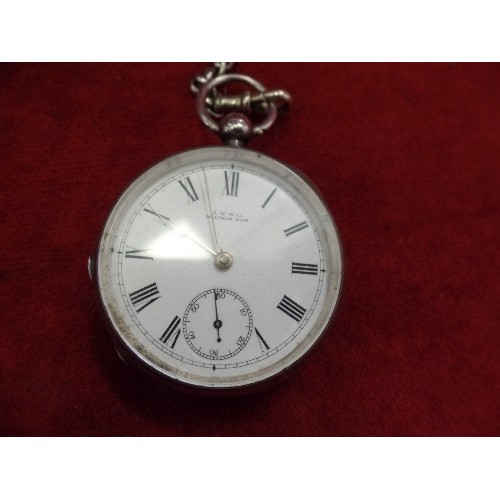 57 - AN ANTIQUE STERLING SILVER CASED A W WALTHAM POCKET WATCH - ENGLISH SILVER CASE, BIRM 1894 MAKER A.B... 