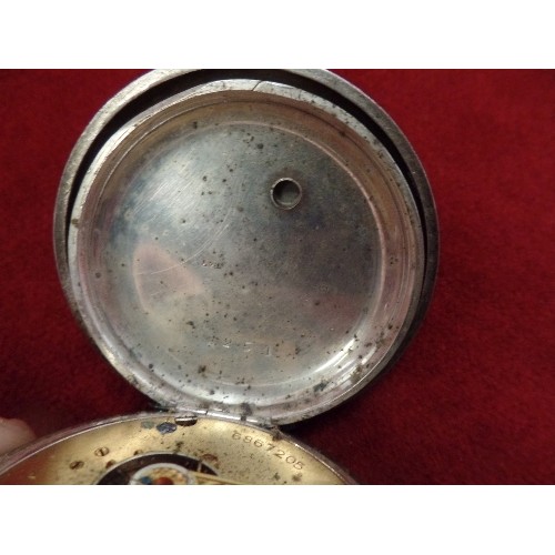 57 - AN ANTIQUE STERLING SILVER CASED A W WALTHAM POCKET WATCH - ENGLISH SILVER CASE, BIRM 1894 MAKER A.B... 