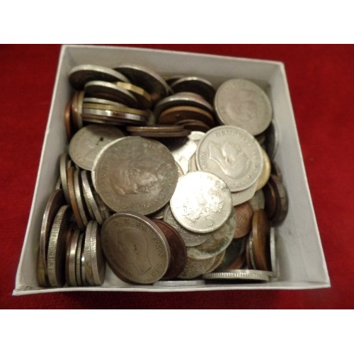 77 - BOX OF MIXED BRITISH COINS VARIOUS VALUES AND DATES