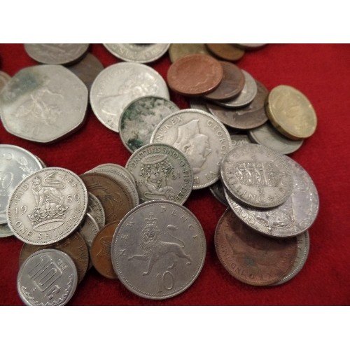 77 - BOX OF MIXED BRITISH COINS VARIOUS VALUES AND DATES