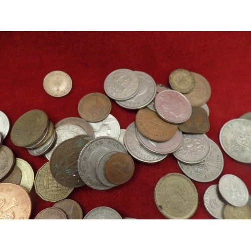 77 - BOX OF MIXED BRITISH COINS VARIOUS VALUES AND DATES