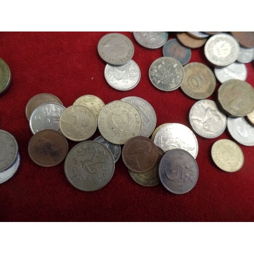 77A - BAG OF MOSTLY FOREIGN COINS - 20TH CENTURY - FRANCE, BAHRAIN, NETHERLANDS, AUSTRIA, BELGIUM ETC