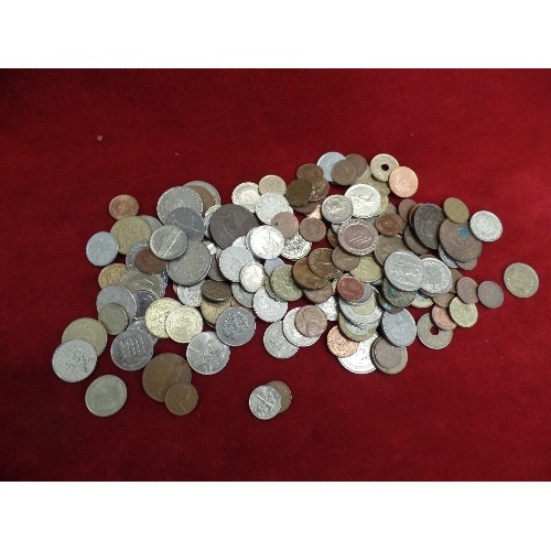 77B - BAG OF MOSTLY FOREIGN COINS - 20TH CENTURY - CANADA, FRANCE, SPAIN, CZECH REPUBLIC, SINGAPORE, GREEC... 