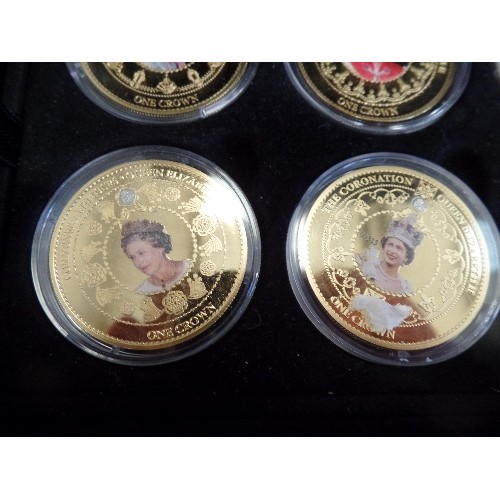 77C - SET OF 12 TRISTAN DA CUNHA (TDC)  GOLD PLATED 2015 PROOF PICTURE COINS - QUEEN ELIZABETH II CROWNS -... 