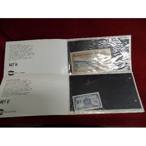 77G - A COLLECTION OF BANK NOTES SUPPLIED BY STANLEY GIBBONS FOR BURMAH OILS OIN 1971. 4 X BOOKLETS WITH 3... 