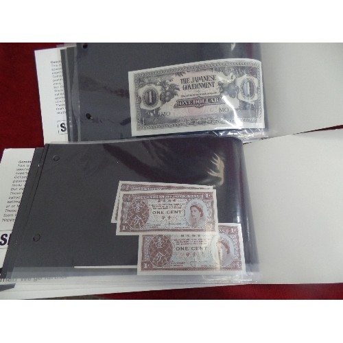 77G - A COLLECTION OF BANK NOTES SUPPLIED BY STANLEY GIBBONS FOR BURMAH OILS OIN 1971. 4 X BOOKLETS WITH 3... 