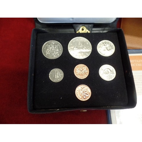 77H - 7 X SETS OF 1971 BRITAINS FIRST DECIMAL COINS - UNCIRCULATED TO EF CONDITION, A BARCLAYS BANK SET OF... 