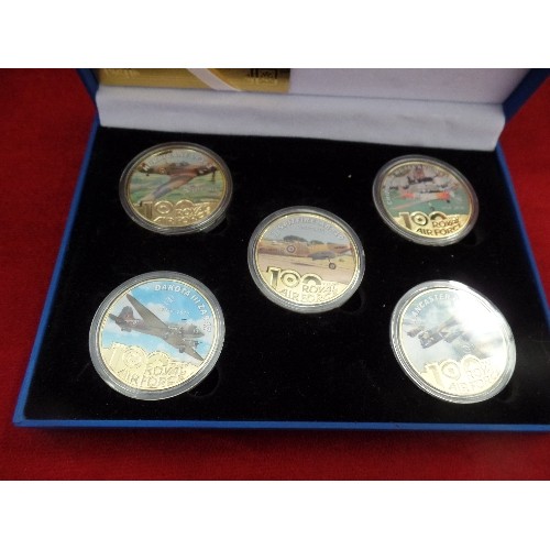 77K - 100 YEARS OF THE ROYAL AIR FORCE - SET OF 5 COLLECTABLE GOLD PLATED COINS - BOXED WITH CERTIFICATE -... 