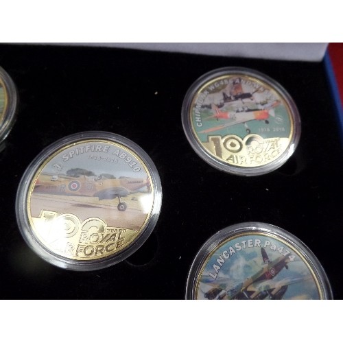 77K - 100 YEARS OF THE ROYAL AIR FORCE - SET OF 5 COLLECTABLE GOLD PLATED COINS - BOXED WITH CERTIFICATE -... 