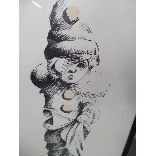 147 - AN EMBELLISHED PRINT - SAD CLOWN - SIGNED BY THE ARTIST TONY CROSSE 1981 - 66CM X 47CM