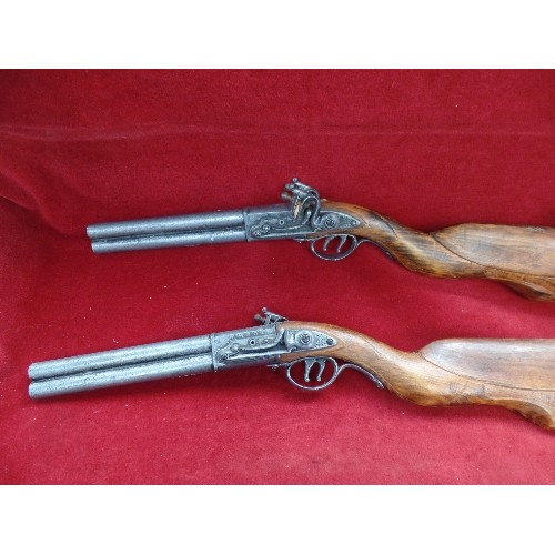 164 - PAIR OF REPLICA DOUBLE SHORT BARRELED SHOT GUNS MARKED 