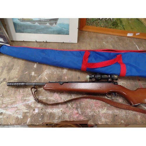 169 - A WEBLEY TRACKER .22 SIDE PUMP ACTION AIR RIFLE. WORKING WITH SINGLE POINT DOT SIGHT WITH LEATHER SH... 