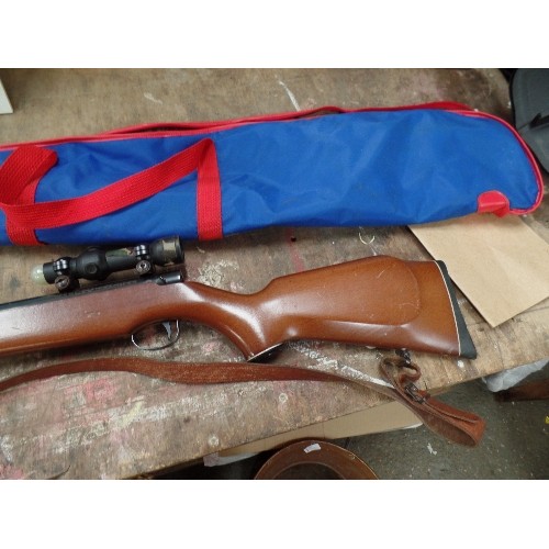 169 - A WEBLEY TRACKER .22 SIDE PUMP ACTION AIR RIFLE. WORKING WITH SINGLE POINT DOT SIGHT WITH LEATHER SH... 