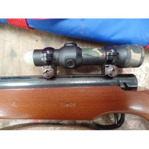 169 - A WEBLEY TRACKER .22 SIDE PUMP ACTION AIR RIFLE. WORKING WITH SINGLE POINT DOT SIGHT WITH LEATHER SH... 