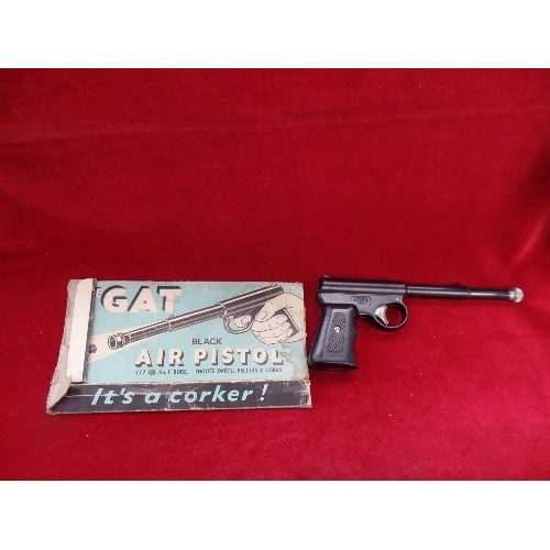 170 - VINTAGE GAT BLACK AIR PISTOL, .177. MADE BY T J HARRINGTON & SON - WITH ORIGINAL BOX