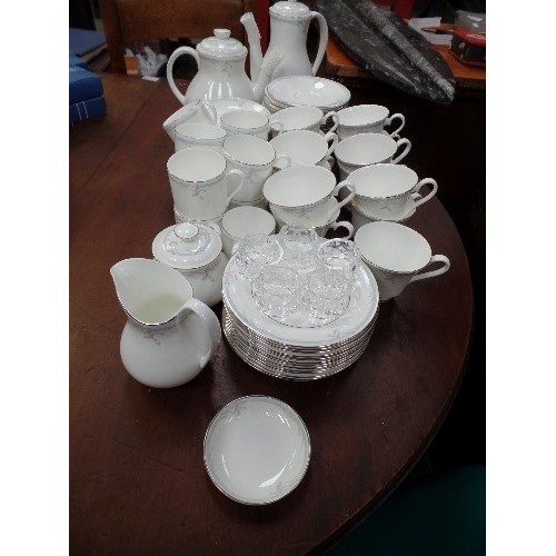 VERY LARGE ROYAL DOULTON 'CARNATION' TEA & COFFEE SERVICE. COMPRISING COFFEE POT, TEAPOT, 13 TEA CUP